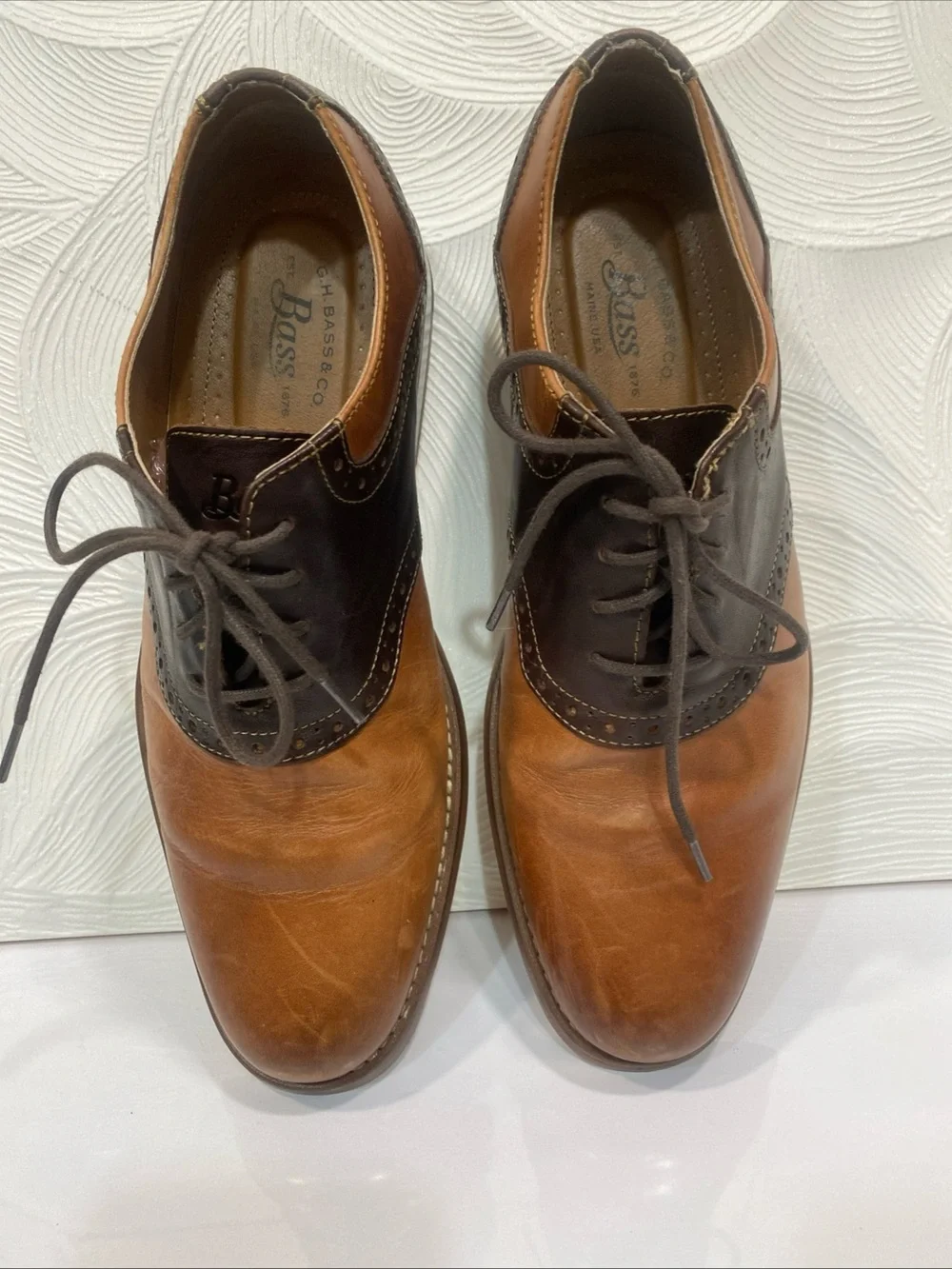 G.H. Bass Casanova Men’s Carmel Brown Leather Casual Oxfords Shoes US Size 8.5M
